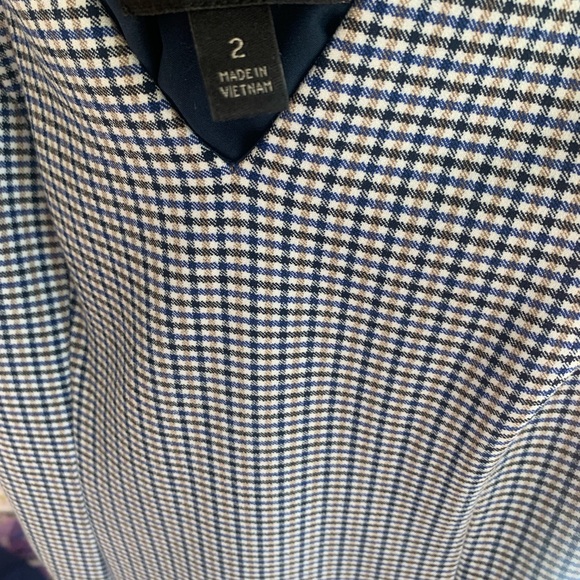 Banana Republic blue/tan houndstooth sleeveless dress w adorable bow detail - Picture 3 of 3